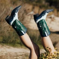 17398 GENE AQUARIOS BLANCO BOX VERDE PINTO -Botas Finas 17398 gene aquarios blanco box verde pinto 164316