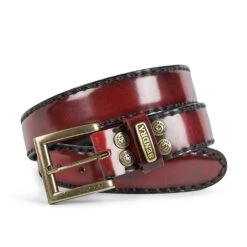 8563 CINTURONES FLORA ROJO ORO VIEJO